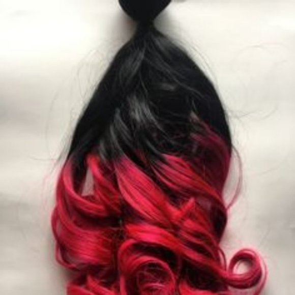 Black & Fuchsia Ombre Human Hair Clip Extensions
